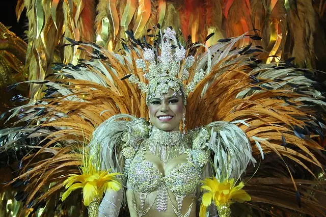 A Brazilian Carnival dancer in a spectacular outfit.