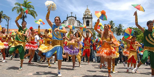 Frevo dancers at the main square of Olinda city.