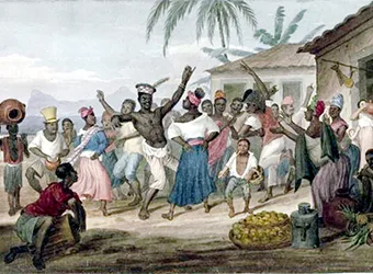 Old painting depicting Afro-Brazilian dance.