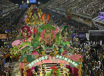 Carnival parade passes through Rio Sambadrome.