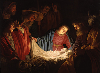 A painting depicting the nativity scene.