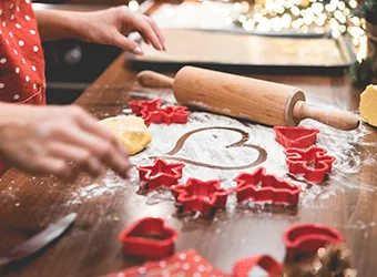 Christmas biscuits preparation process.