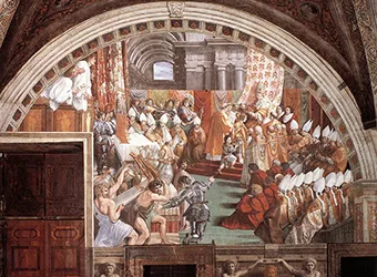 Fresco depicting the crowning of Charlemagne.