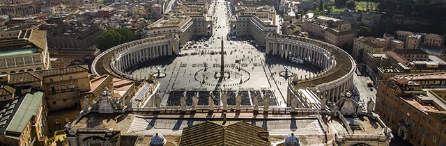 A panoramic view of St. Peter's square in Vatican.