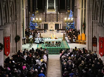 A Christmas Vigil Mass in a church.