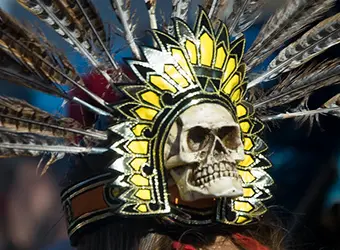 An Aztec inspired skull mask.