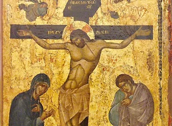 Byzantine crucifixion icon of the 13th century.