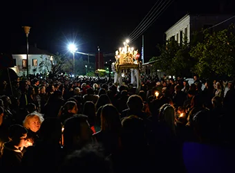 The Epitaph procession in a community street.