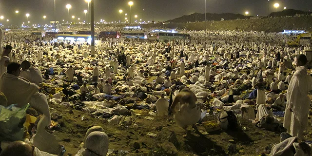 Thousands of pilgrims overnight under the open sky at the area of Muzdalifah.