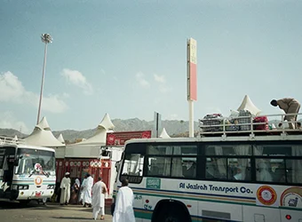 Buses transferring the pilgrims during the Hajj.