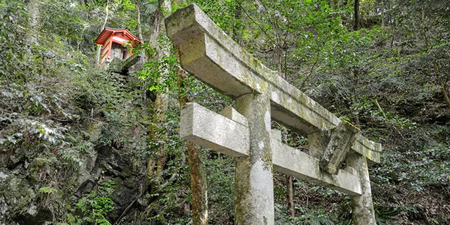 An ancient symbolic structure pointing the entering to sacred place in Shinto religion.