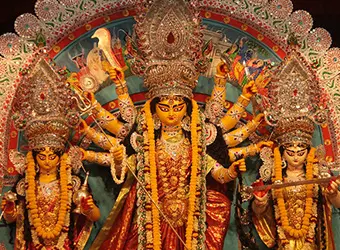 Idol of Goddess Durga (worship pandal).