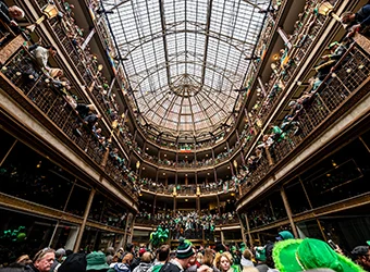 St. Patrick's celebration in a mall.