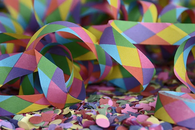 Colourful carnival streamer and confetti.