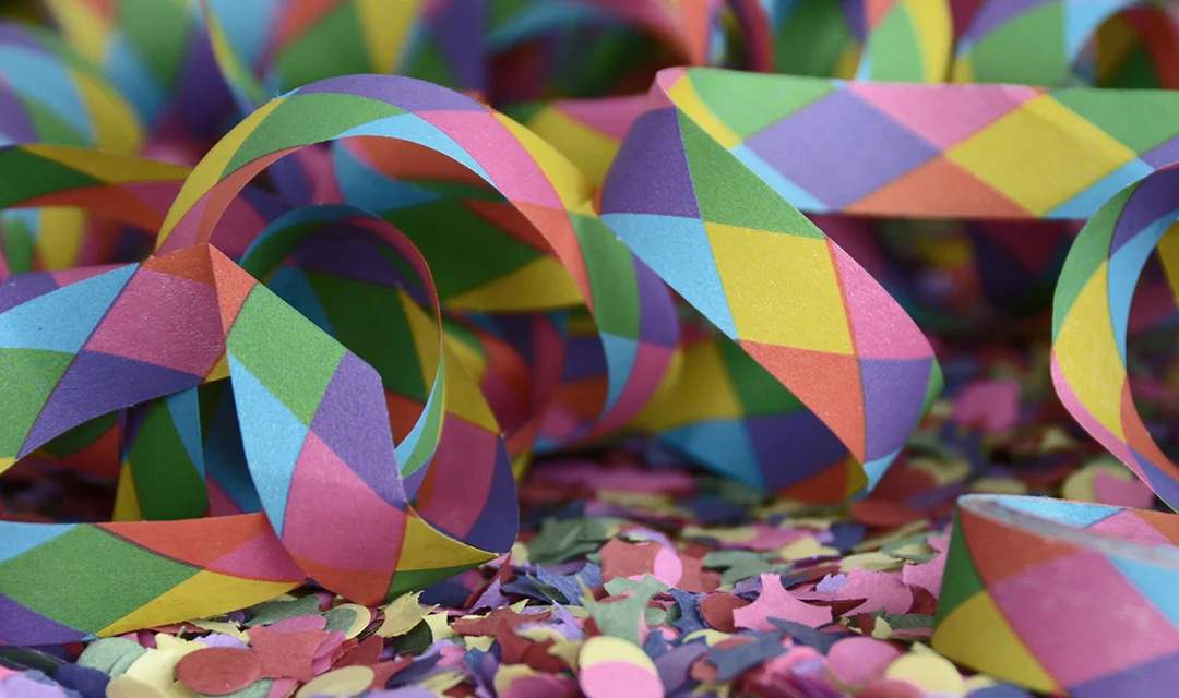 Colourful carnival streamer and confetti.